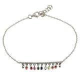 14K Yellow Gold Dangling Multi-Sapphire Rainbow Bracelet-Bracelets-superbell-White Gold-