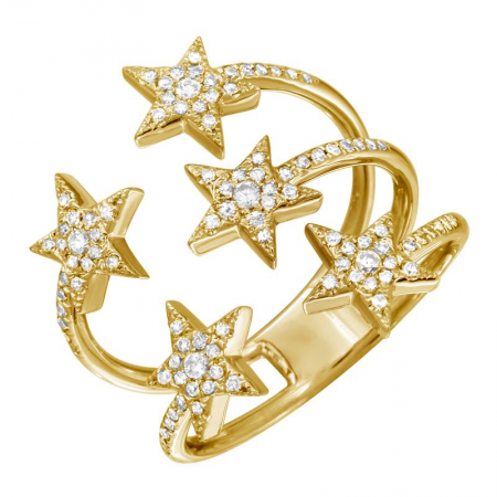 14K Yellow Gold Diamond Star Cluster Ring-Rings-superbell-