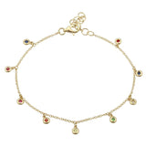 14K Rose Gold Dangling Rainbow Bracelet