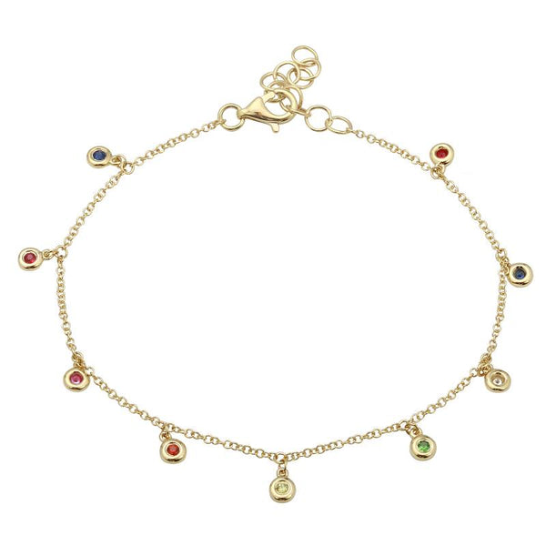 14K Rose Gold Dangling Rainbow Bracelet-Bracelets-Maurice's Jewelers-Yellow Gold-