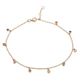 14K White Gold Rainbow Gemstone Anklet-Anklet-superbell-Yellow Gold-