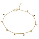 14K White Gold Rainbow Gemstone Anklet-Anklet-superbell-Rose Gold-