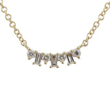 14K White Gold Staggered Baguette and Round Diamond Necklace-Necklaces-superbell-Yellow Gold-