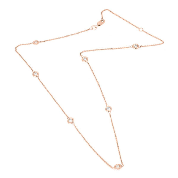 14K Rose Gold Diamond By The Yard Necklace-Necklaces-Maurice's Jewelers-ROSE GOLD-