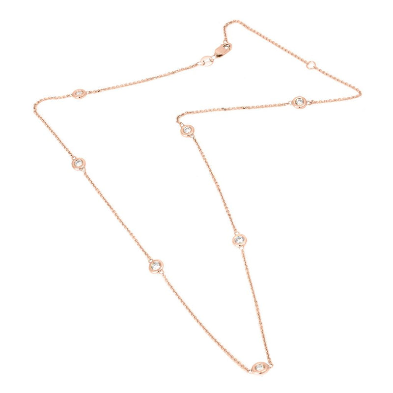 14K Rose Gold Diamond By The Yard Necklace-Necklaces-Maurice's Jewelers-ROSE GOLD-