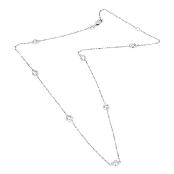 14K Rose Gold Diamond By The Yard Necklace-Necklaces-Maurice's Jewelers-WHITE GOLD-