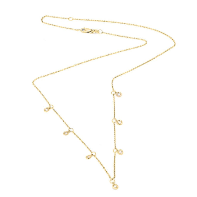 14K Yellow Gold Dangle Diamond By The Yard Necklace