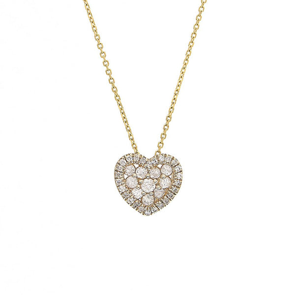 14k Yellow Diamond Heart Necklace-Necklaces-lau international-