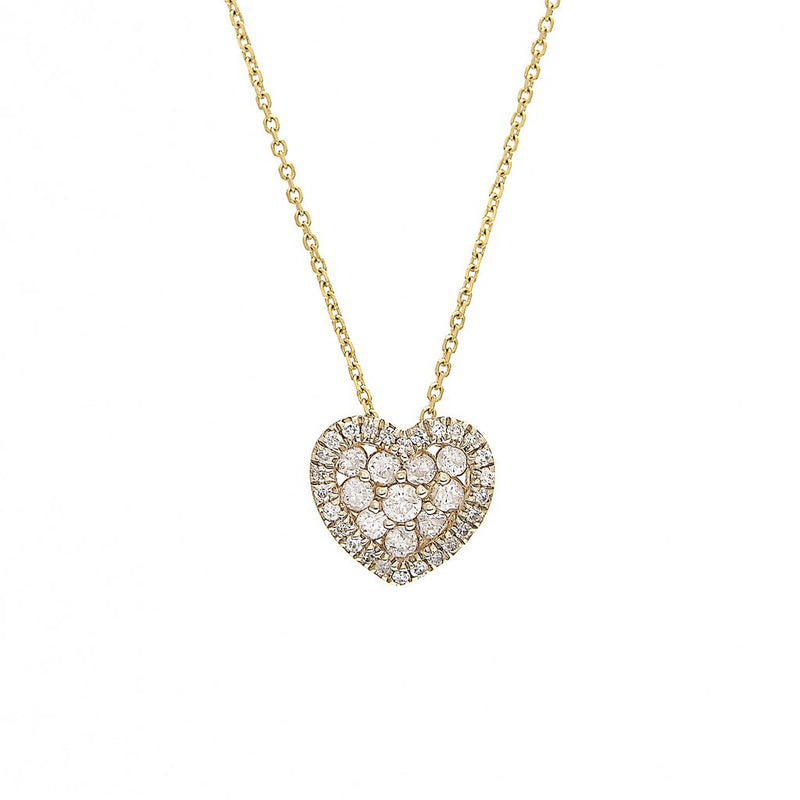 14k Yellow Diamond Heart Necklace-Necklaces-lau international-