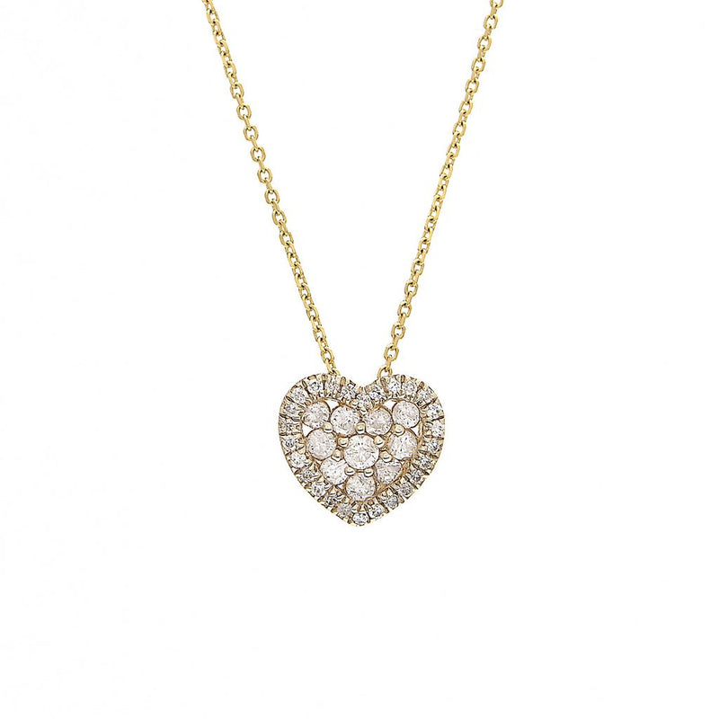 14k Yellow Diamond Heart Necklace