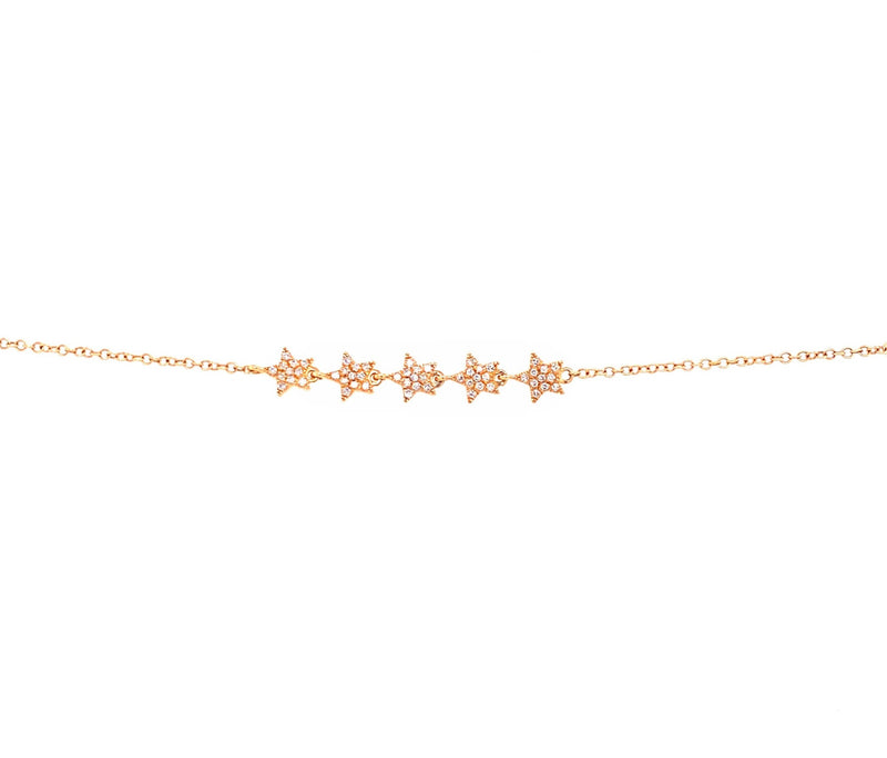 14K Yellow Gold Diamond Star Bracelet-Bracelets-majolie-