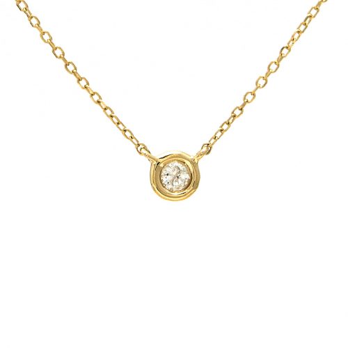 14K Yellow Gold Diamond Bezel Set Necklace