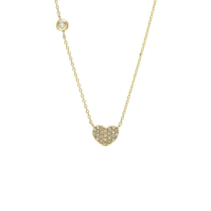 14K Yellow Gold Diamond Pave Heart Necklace-Necklaces-lau international-