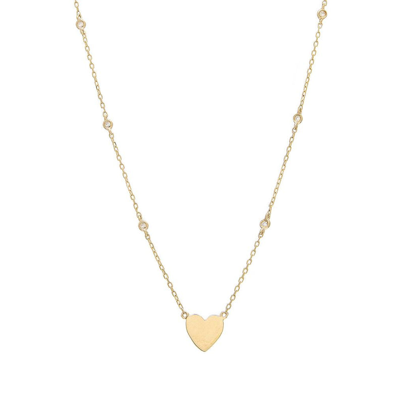 14K YELLOW GOLD DIAMOND BY THE YARD & HEART NECKLACE-Necklaces-lau international-