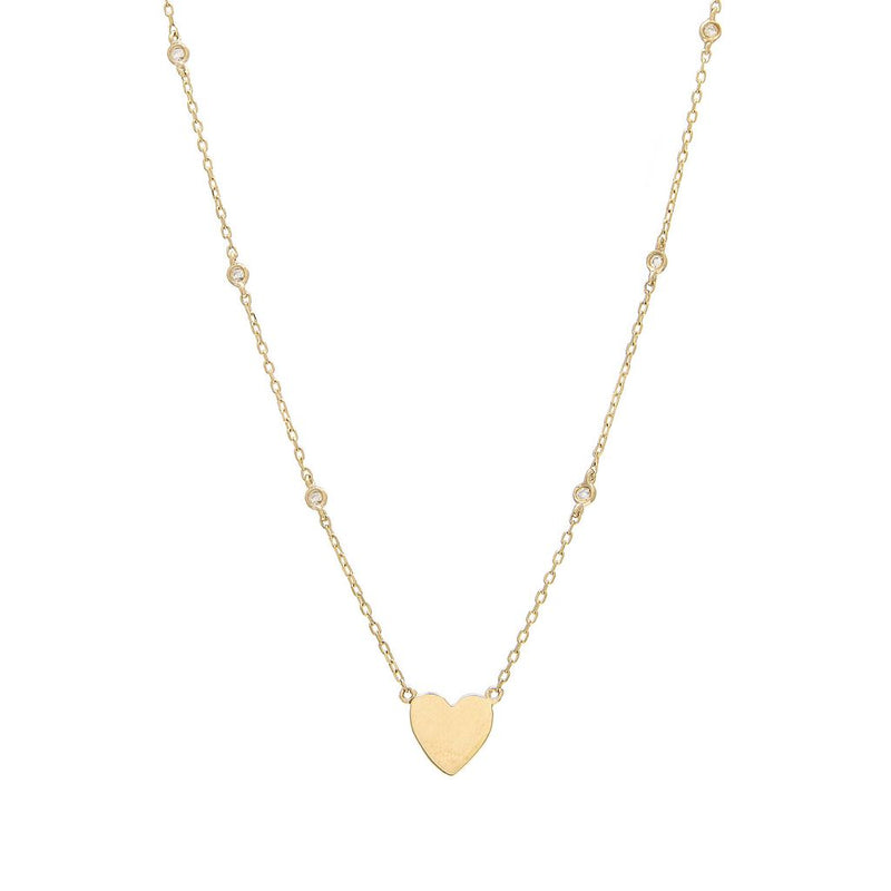 14K YELLOW GOLD DIAMOND BY THE YARD & HEART NECKLACE