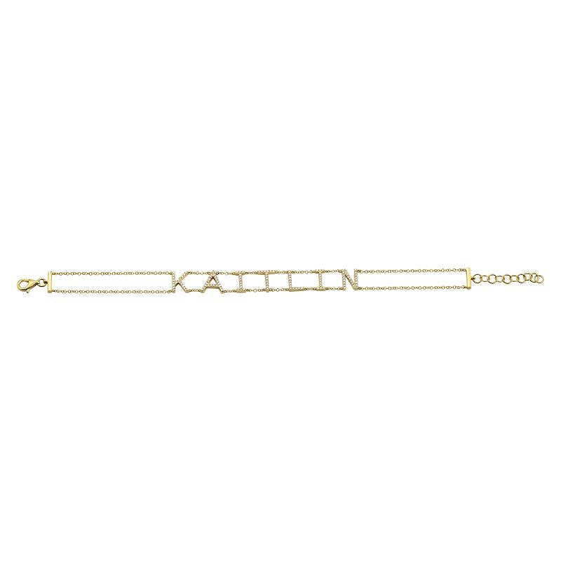 14k Yellow Gold Diamond Personalized Bracelet (7.5MM)- Customize Yours!-Bracelets-superbell-