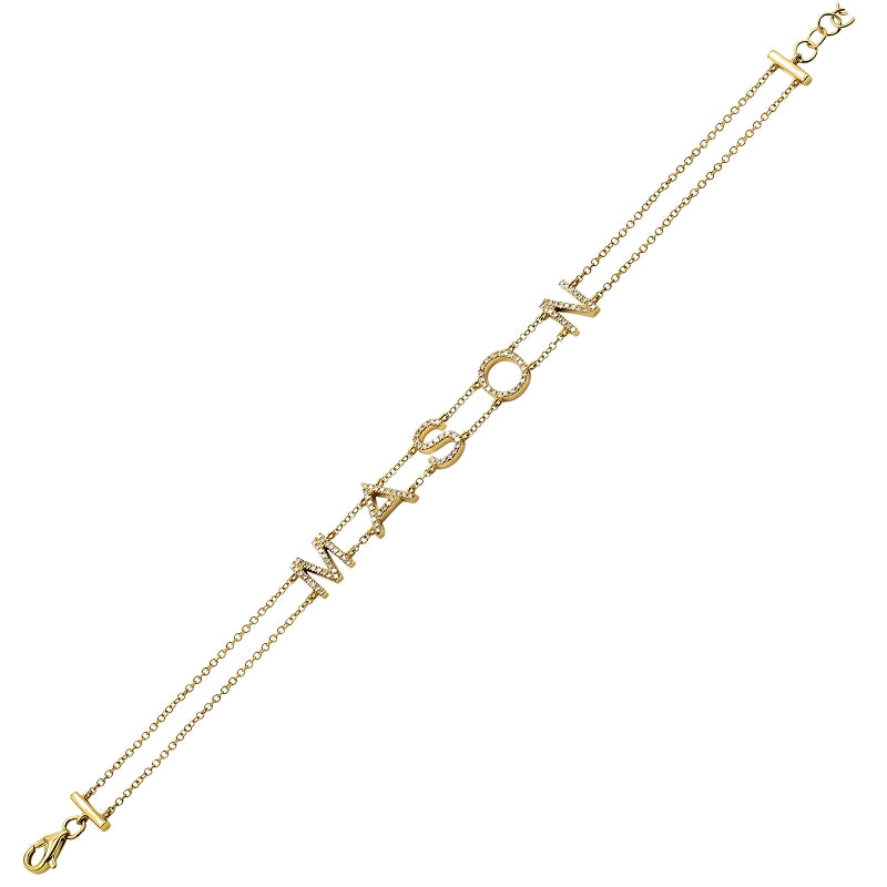 14k Yellow Gold Diamond Personalized Bracelet (7.5MM)- Customize Yours!-Bracelets-superbell-