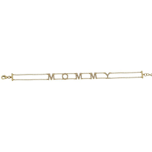 14K Yellow Gold Diamond "Mommy" Bracelet-Bracelets-superbell-