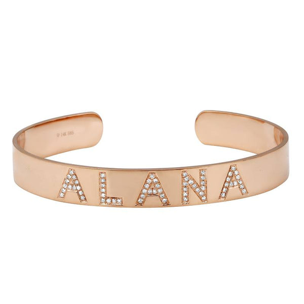 14K White Gold Personalized Bangle-Bangles-superbell-Rose Gold-