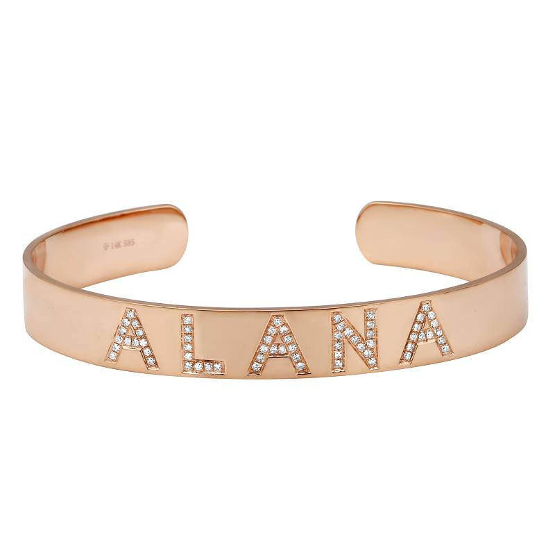 14K White Gold Personalized Bangle-Bangles-superbell-Rose Gold-
