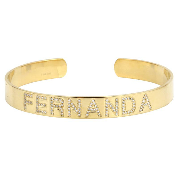 14K Yellow Gold Personalized Bangle