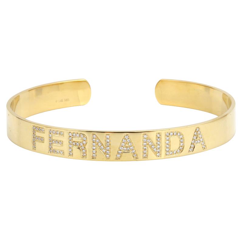 14K White Gold Personalized Bangle-Bangles-superbell-