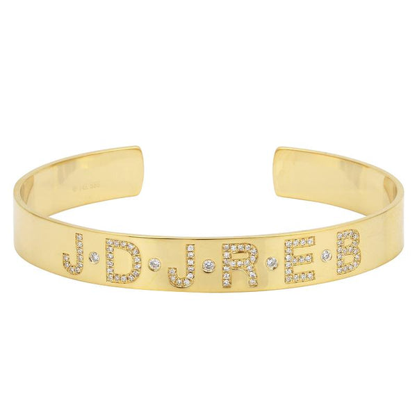 14K Yellow Gold Personalized Bangle-Bangles-superbell-Yellow Gold-