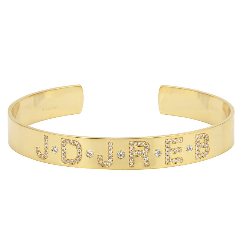 14K White Gold Personalized Bangle-Bangles-superbell-Yellow Gold-