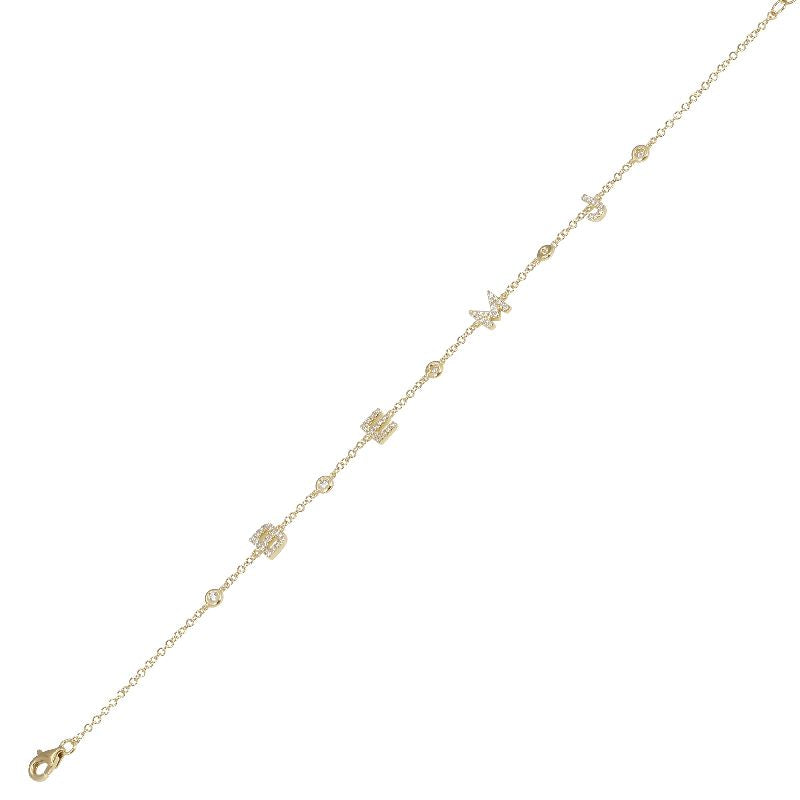14K Diamond Personalized Intial & Diamond Bezel Bracelet (6.0mm)- Customize yours!