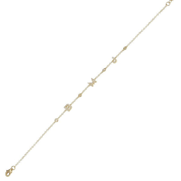 14K Diamond Personalized Intial & Diamond Bezel Bracelet (6.0mm)- Customize yours!-Bracelets-Maurice's Jewelers-