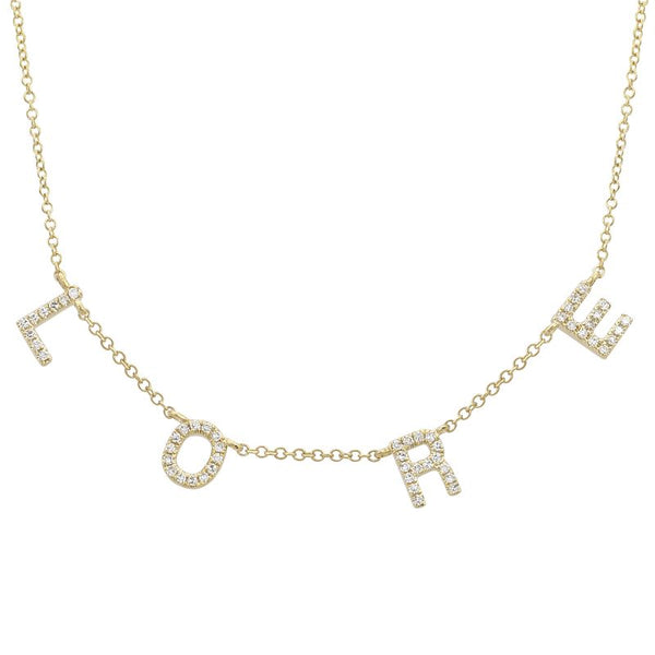 14K Yellow Gold Diamond Personalized Necklace