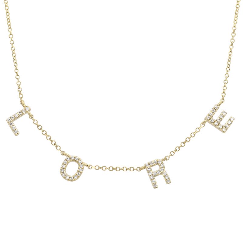14K Yellow Gold Diamond Personalized Necklace-Necklaces-superbell-