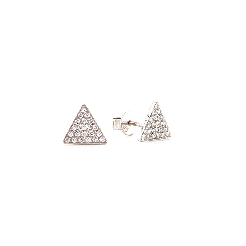 14K White Gold Diamond Large Triangle Earrings-EARRINGS-majolie-