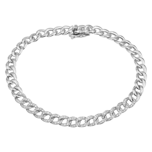 14k White Diamond Curb Link Bracelet-Bracelets-Maurice's Jewelers-White Gold-