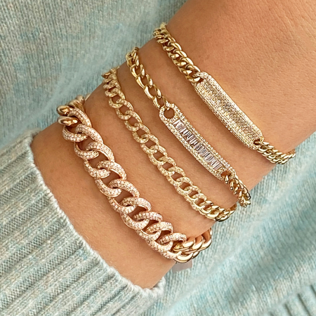 14K Rose Gold Diamond Curb Link Bracelet