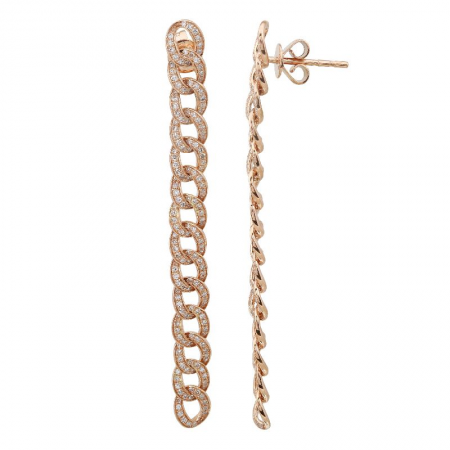14K Rose Gold Diamond Link Earrings