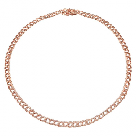 14K Rose Gold Diamond Cuban Link Choker