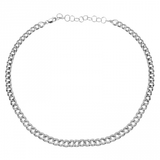 14K White Gold Diamond Cuban Link Choker