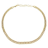 14K White Gold Diamond Cuban Link Choker