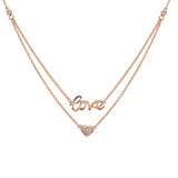 14K Yellow Gold Layered Diamond Love + Heart Necklace