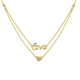 14K Rose Gold Layered Diamond Love + Heart Necklace-Necklaces-Maurice's Jewelers-Yellow Gold-