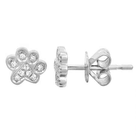 14K Yellow Gold Diamond Dog Paw Stud Earrings-Earrings-Maurice's Jewelers-WHITE GOLD-