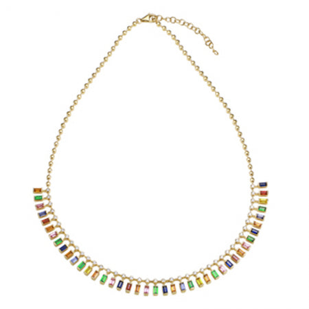 14K Yellow Gold Multi-Sapphire Gemstone Necklace-Necklaces-superbell-