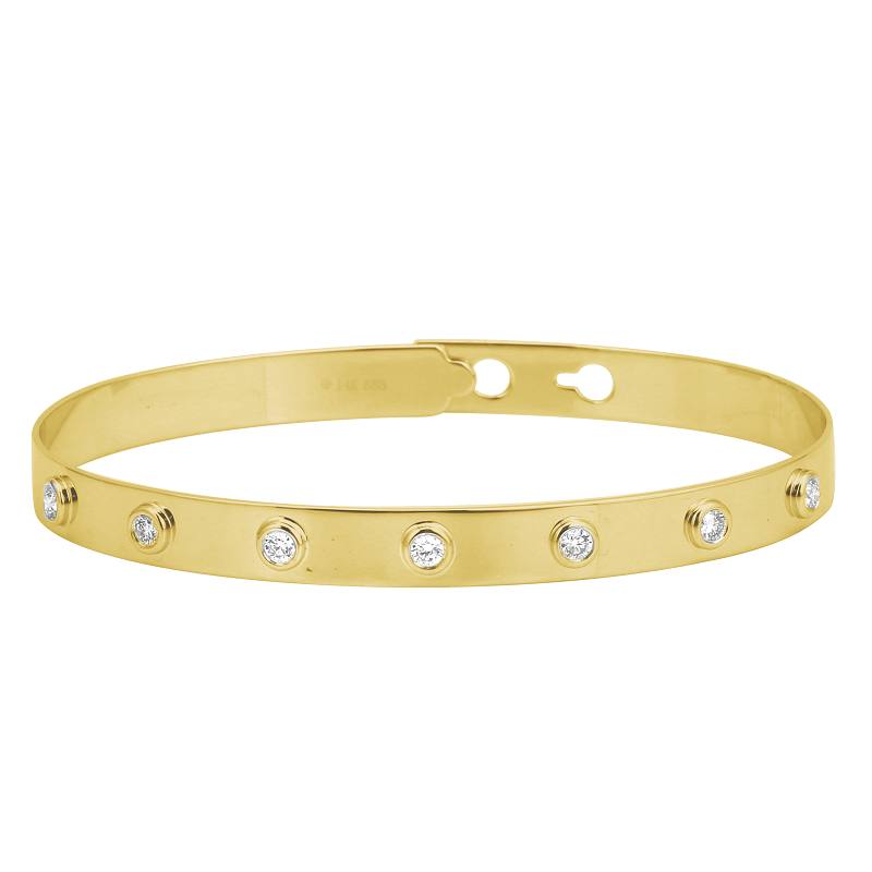 14k Yellow Gold Diamond Bezel Setting Bangle-Bracelets-Maurice's Jewelers-