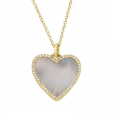 14K White Gold Diamond + Mother of Pearl Medium Heart Necklace-Necklaces-Maurice's Jewelers-YELLOW GOLD-