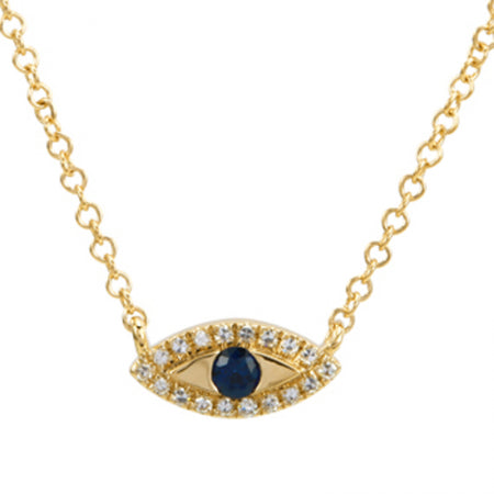14K Yellow Gold Evil Eye Necklace