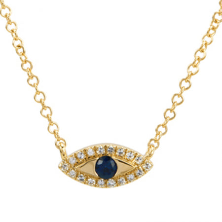 14K Yellow Gold Evil Eye Necklace-Necklaces-superbell-