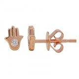 14K Yellow Gold Diamond Hamsa Earrings
