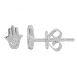 14K White Gold Diamond Hamsa Earrings