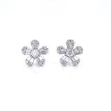 14K White Gold Diamond Flower Earrings (X-Small)
